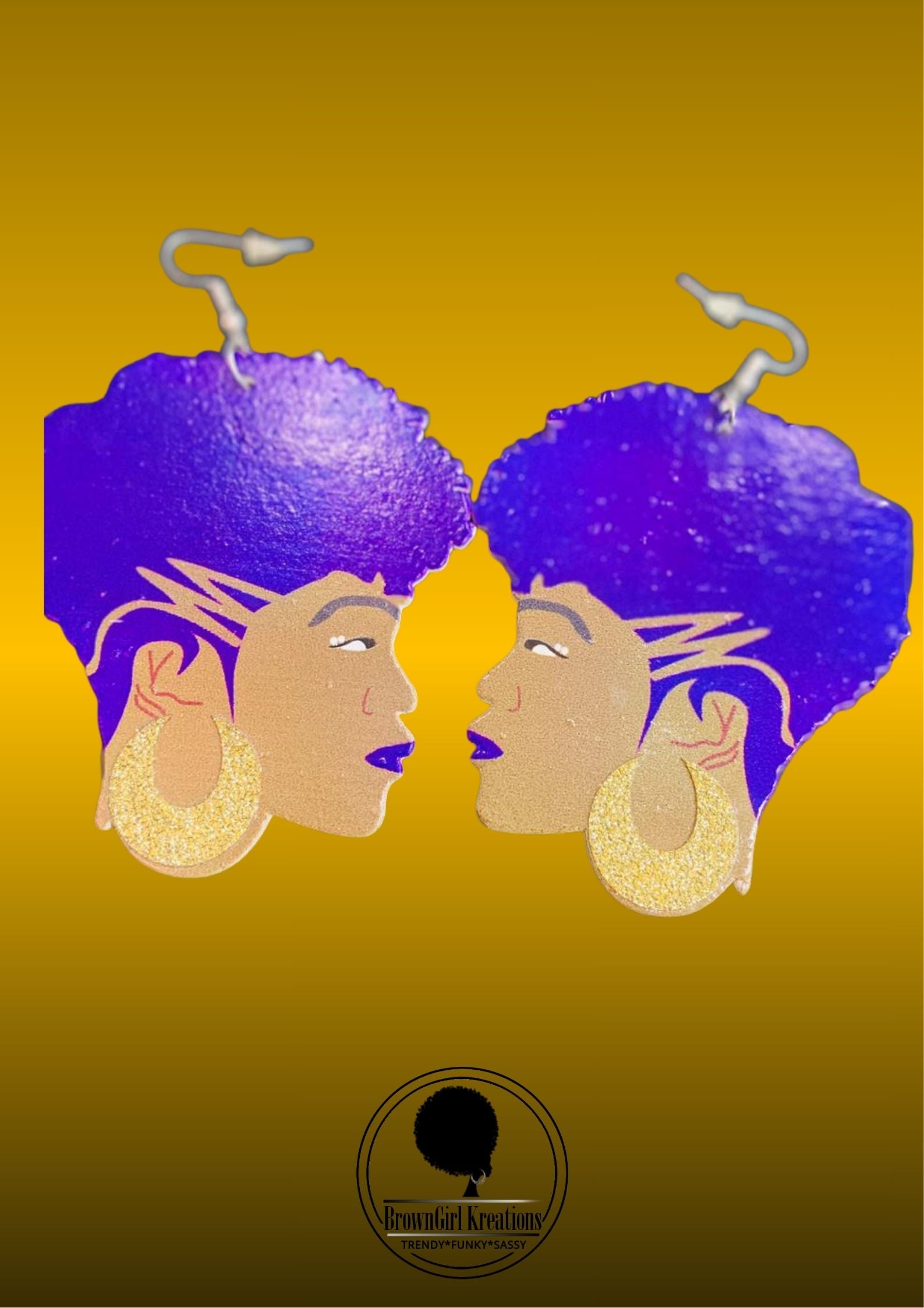 Afro Earrings Purple