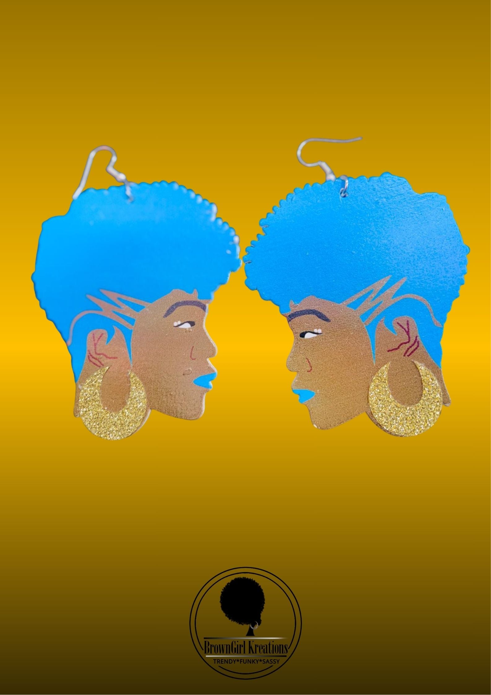 Afro Earrings Blue
