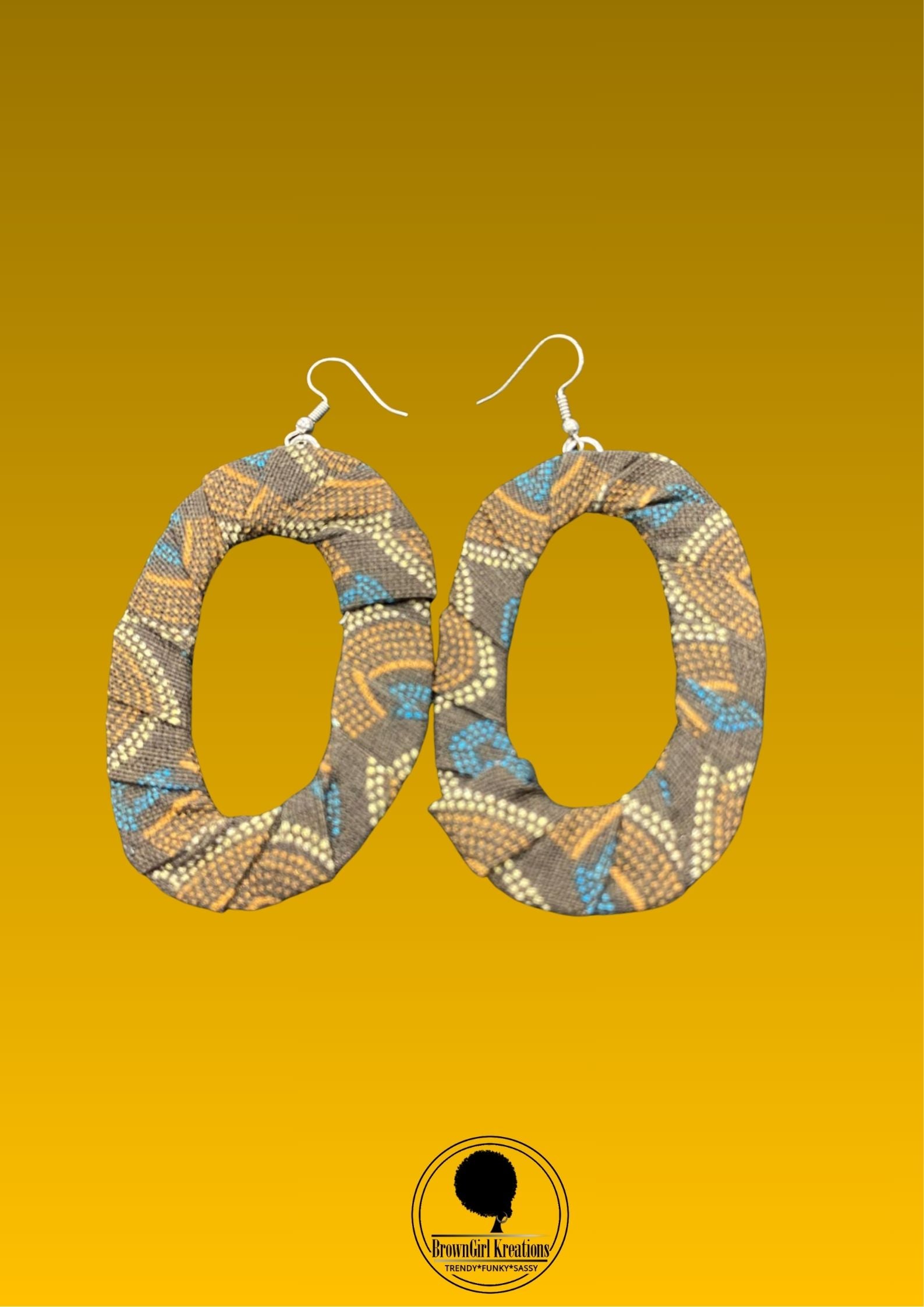 Colorful mustard and brown earrings