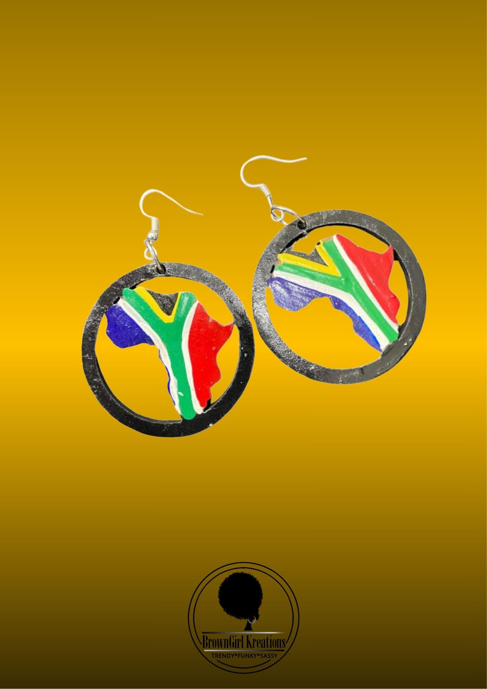 Round SA Flag Shape Earrings