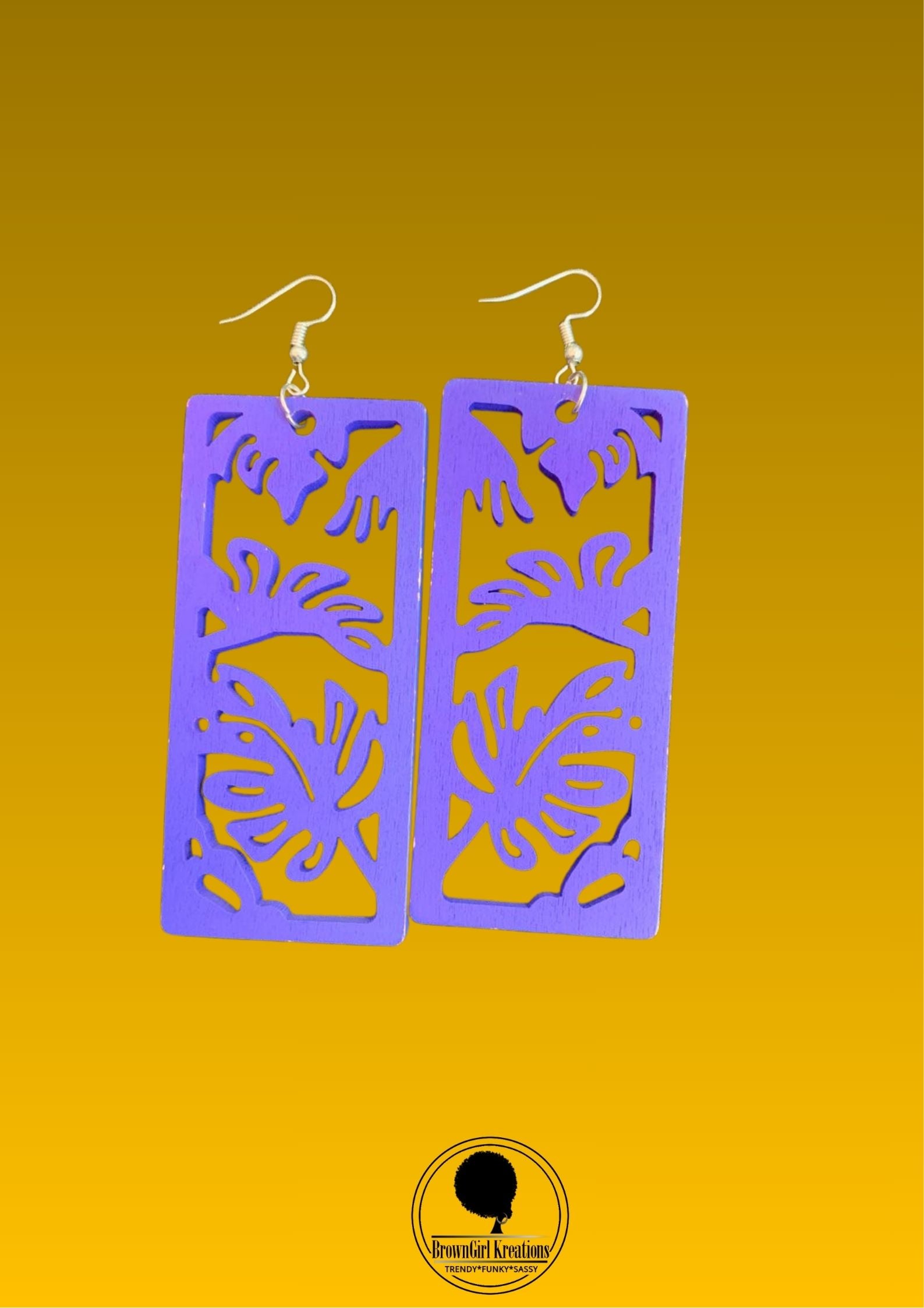 Rectangle Purple Earring