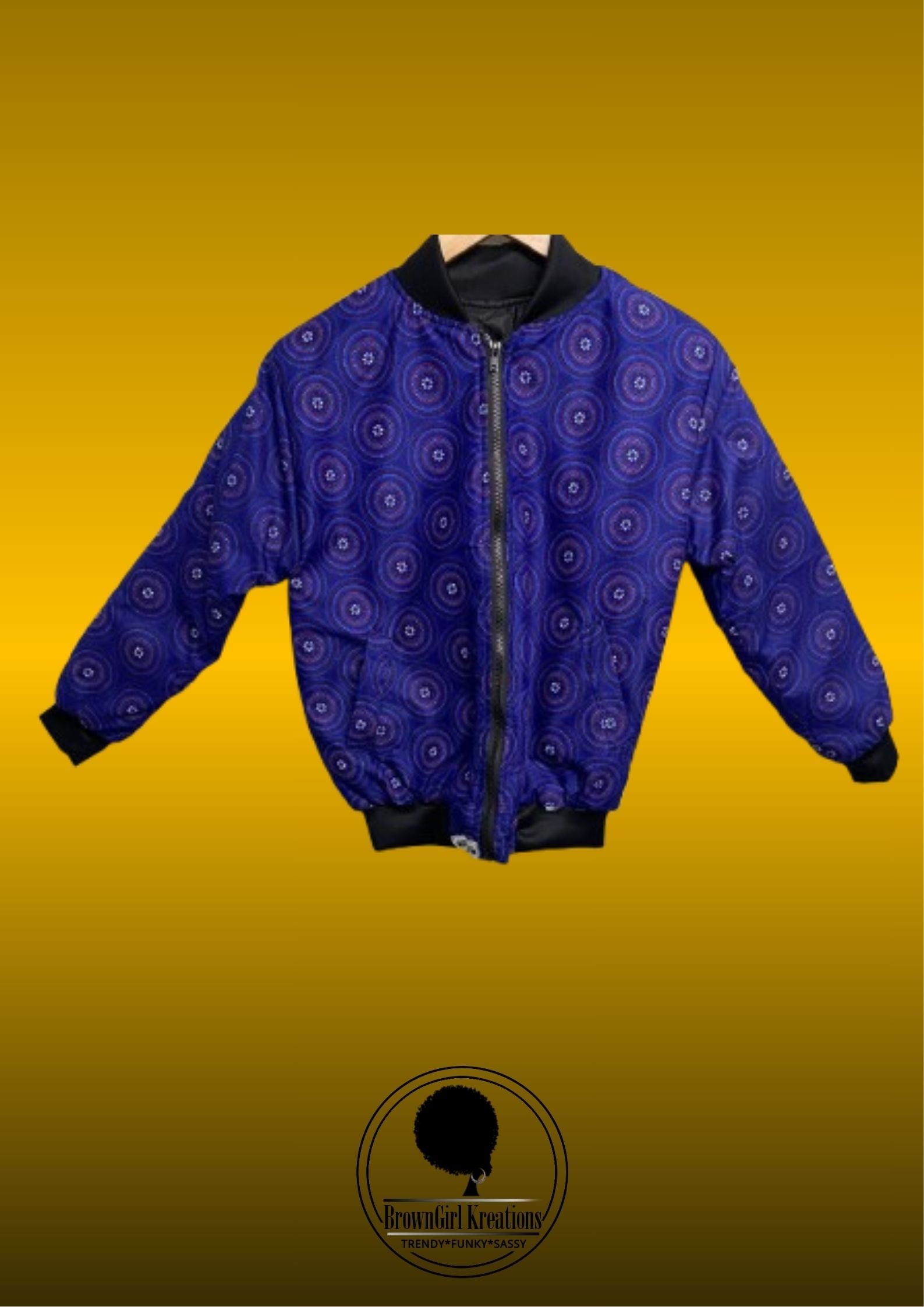 Unisex Bomber Jacket Blue with Red Circles