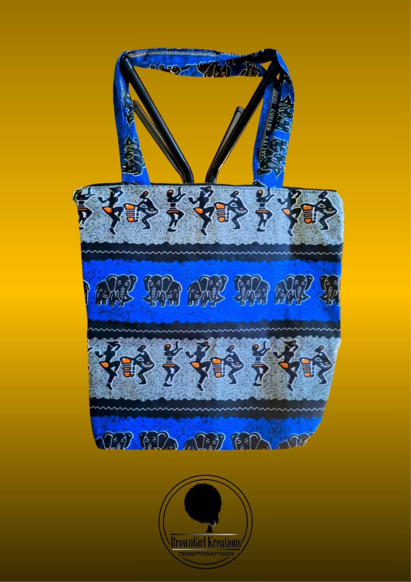 Ankara Tote Bag Blue & Grey