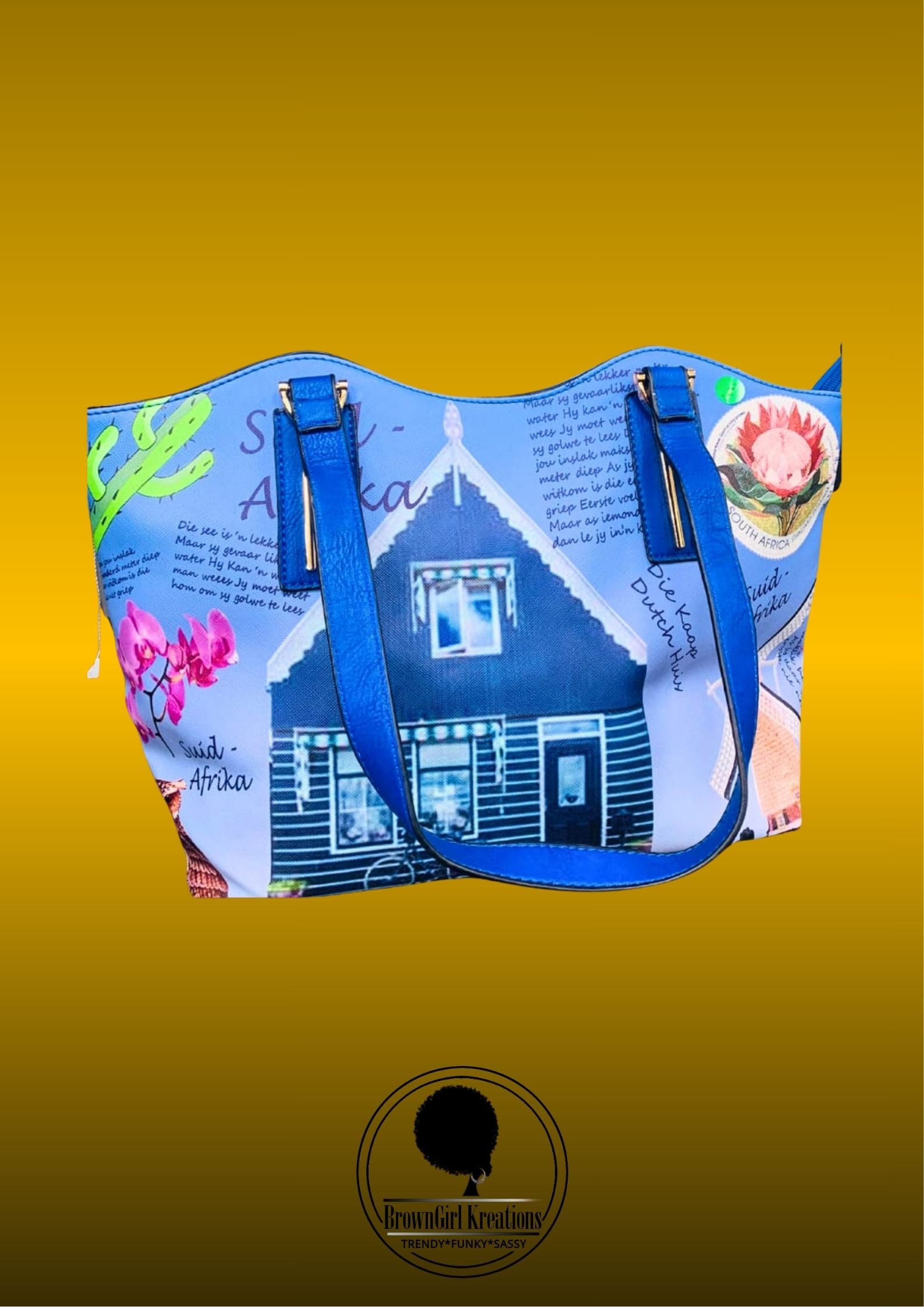 SA Flag Handbags Blue