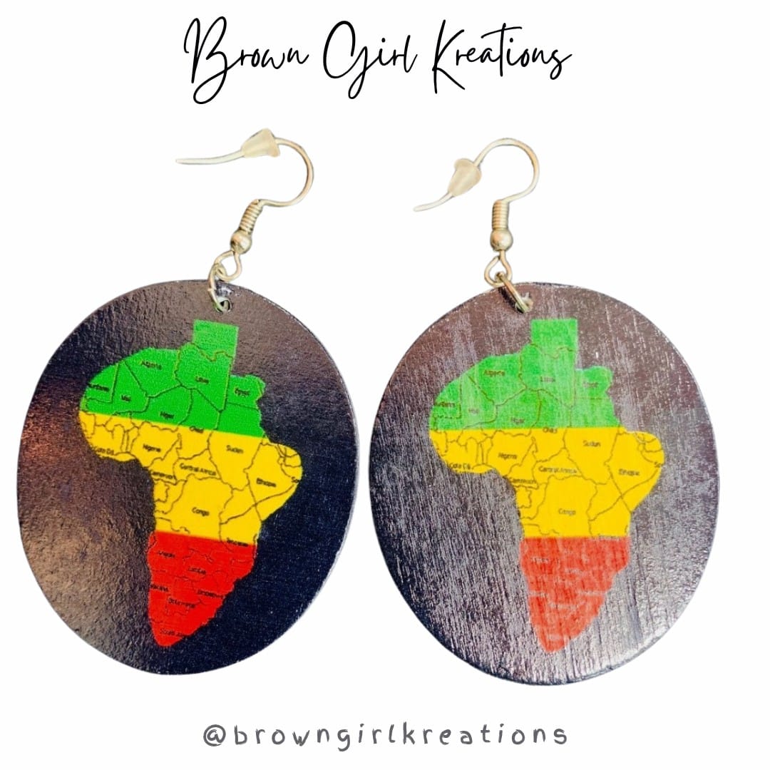 African Map Earring Black & White