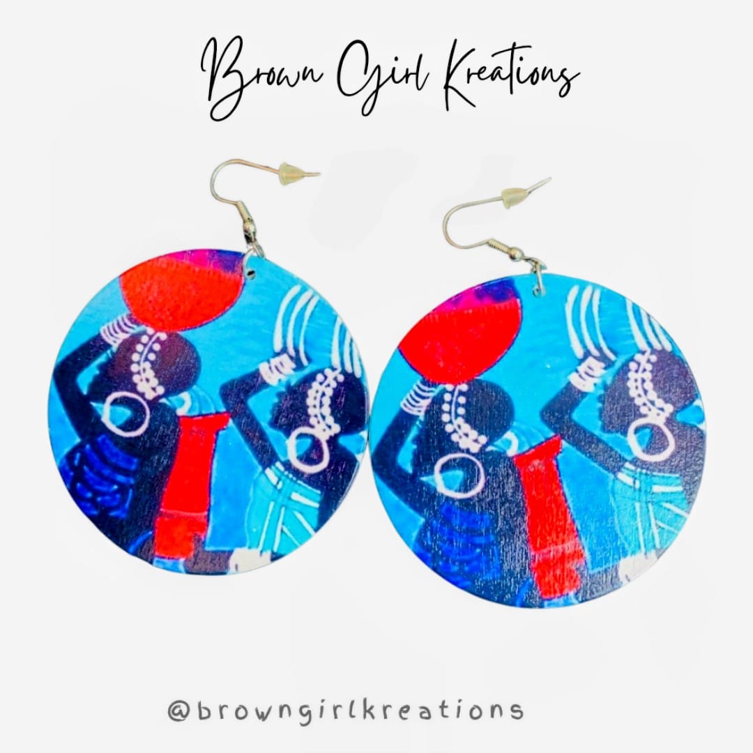 Afro Comb Earrings Blue