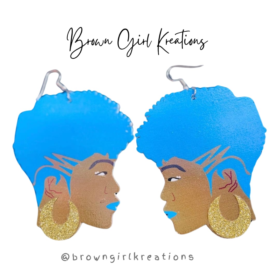 Afro Earrings Blue