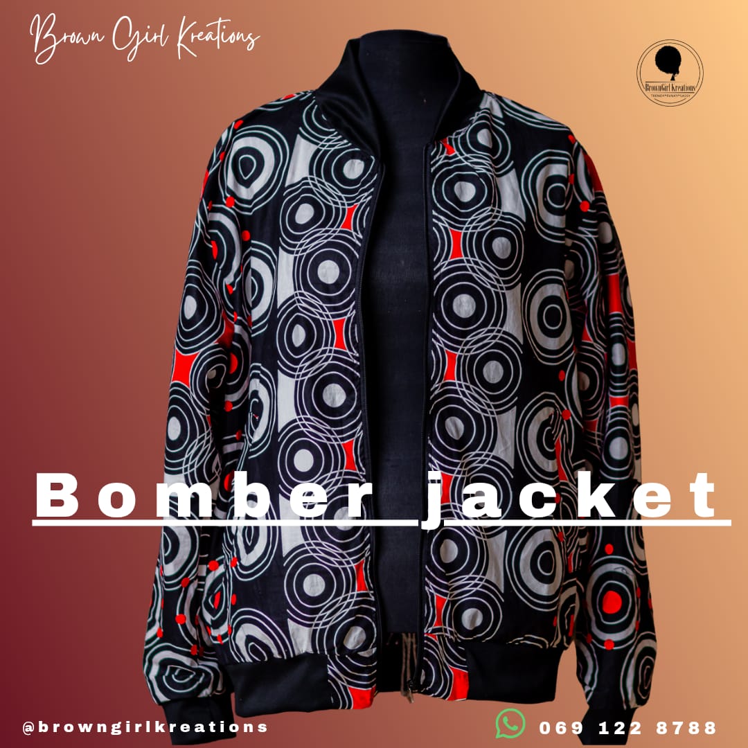Bomber Unisex Jacket Blue with red+yellow circles