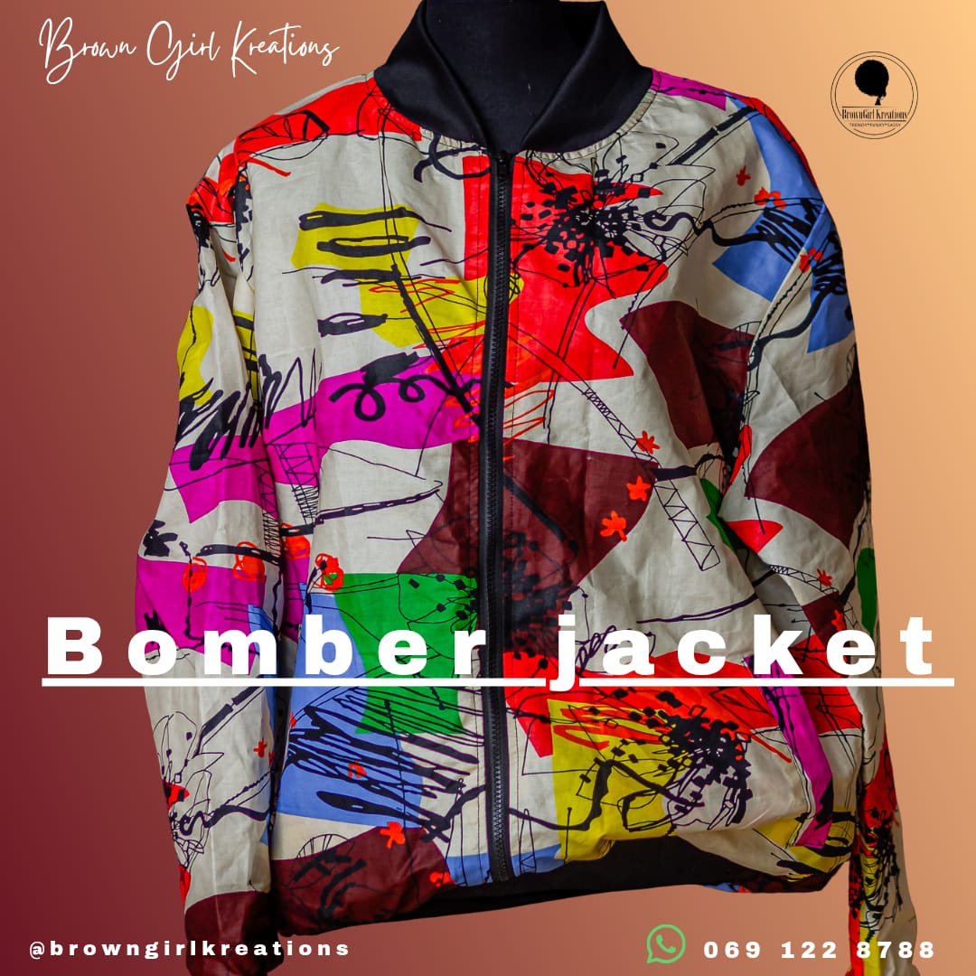 Bomber Jacket Blue with Yellow Shapes