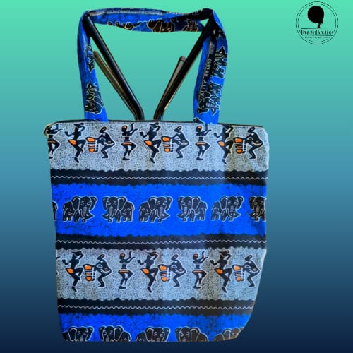 Ankara Tote Bag Blue & Grey