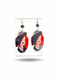 Oval Shape Black & Red Women Earring