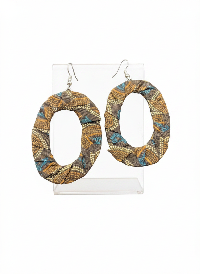 Colorful mustard and brown earrings