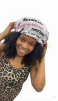 Brown Girl Kreations Custom Satin fabric Bonnet – Your Hair, Your Message